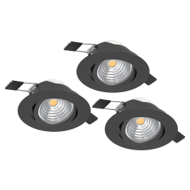 Spot encastrable LED Saliceto noir dimmable Ø 8,8 cm 6 W 3 pièces EGLO