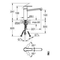 Mitigeur pour évier de cuisine Get chrome GROHE Mitigeur pour évier de cuisine Get chrome GROHE