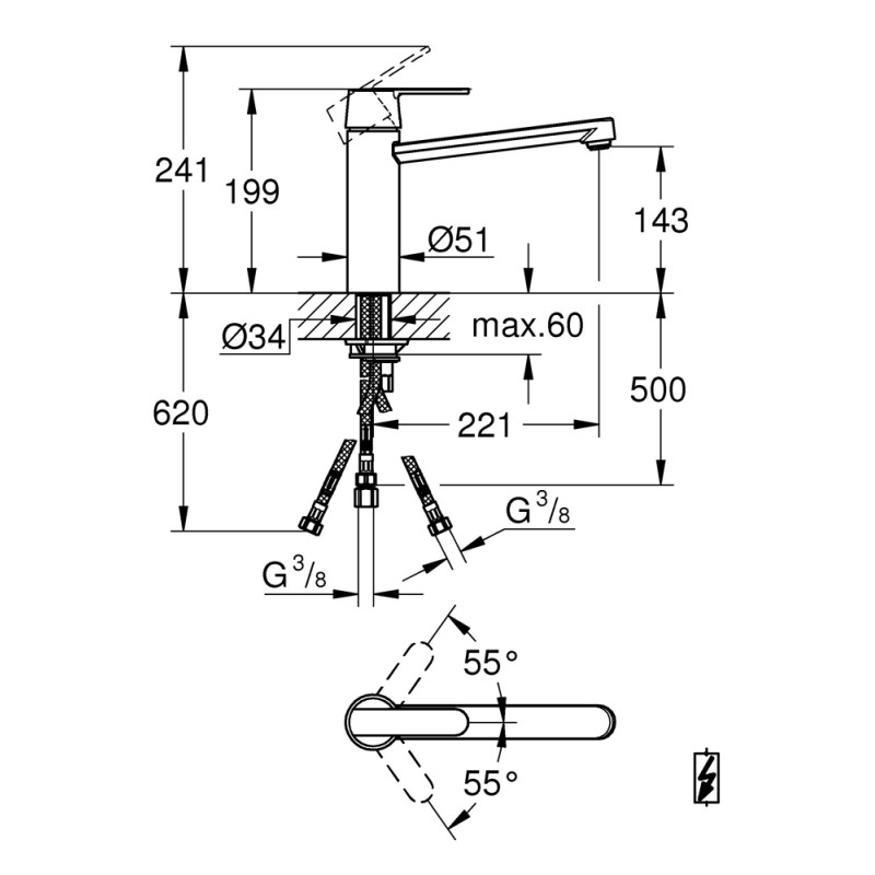 Mitigeur pour évier de cuisine Get chrome GROHE Mitigeur pour évier de cuisine Get chrome GROHE