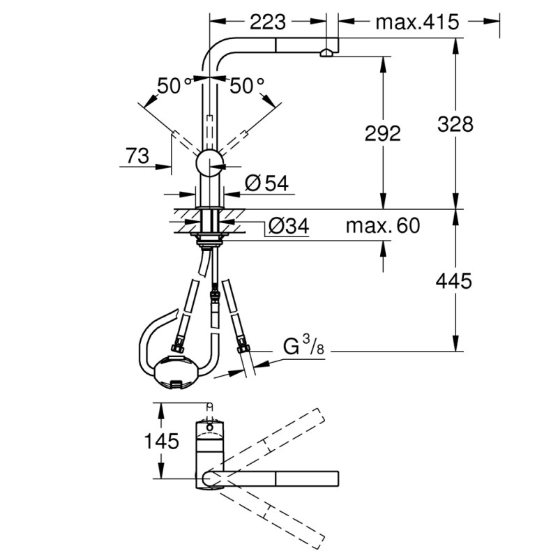 Mitigeur pour évier de cuisine avec douchette Minta chrome GROHE Mitigeur pour évier de cuisine avec douchette Minta chrome GROHE
