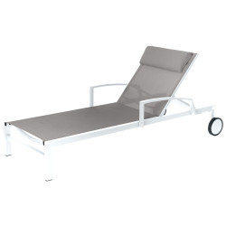 Lit de soleil Ocala noisette et blanc - Chaise longue | HESPERIDE Lit de soleil Ocala noisette et blanc - Chaise longue | HESPERIDE