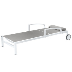 Lit de soleil Ocala noisette et blanc - Chaise longue | HESPERIDE Lit de soleil Ocala noisette et blanc - Chaise longue | HESPERIDE