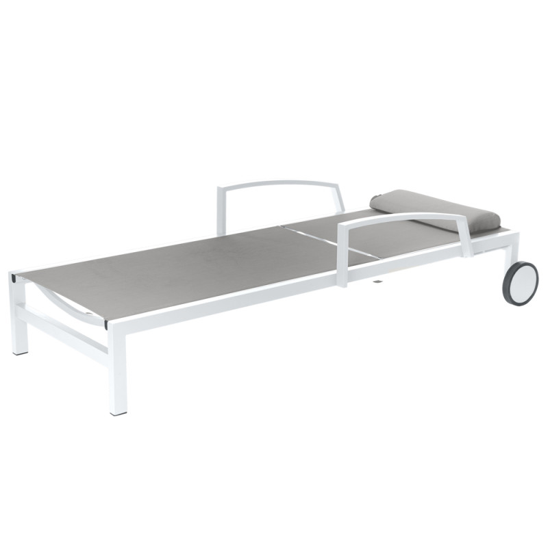 Lit de soleil Ocala noisette et blanc - Chaise longue | HESPERIDE Lit de soleil Ocala noisette et blanc - Chaise longue | HESPERIDE
