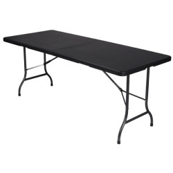 Table pliante rectangulaire imitation rotin noire 180 x 75 cm