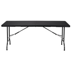 Table pliante rotin noire 180x75 cm – Idéale réception | PEREL