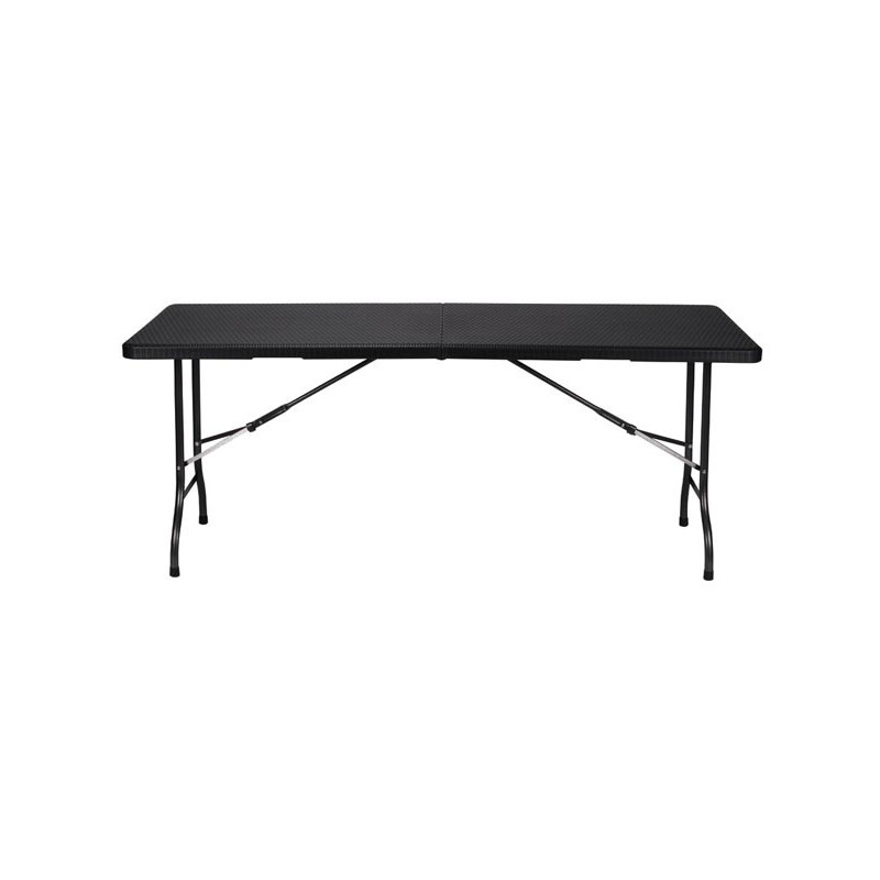 Table pliante rotin noire 180x75 cm – Idéale réception | PEREL