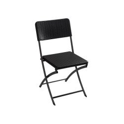 Chaise de jardin pliante imitation rotin noir – Confortable | PEREL