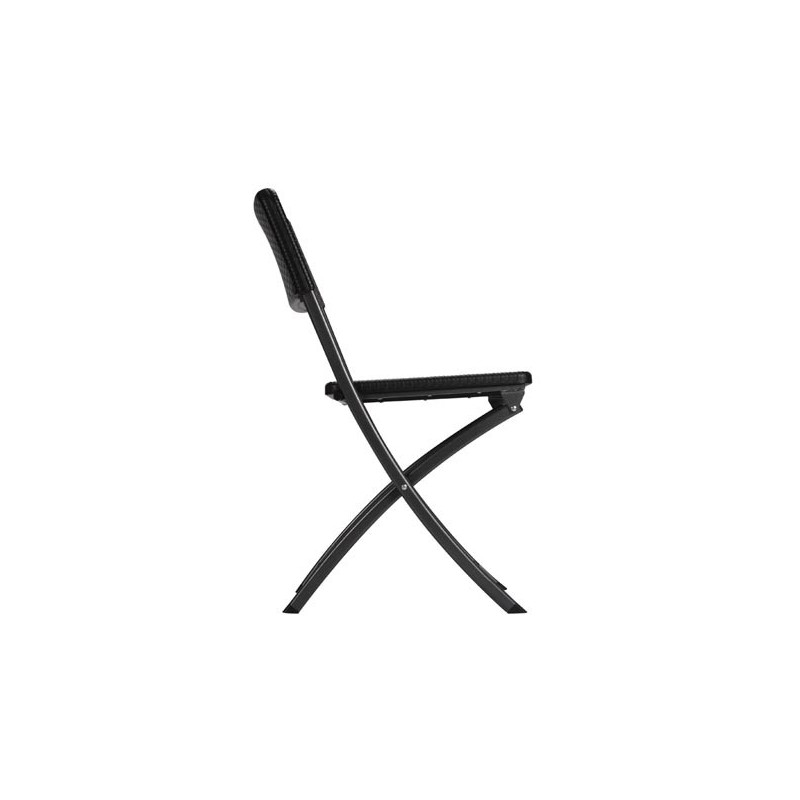 Chaise de jardin pliante imitation rotin noir – Confortable | PEREL