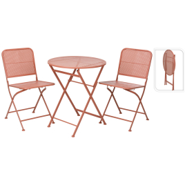Ensemble bistro rouge : 1 table ronde et 2 chaises pliantes