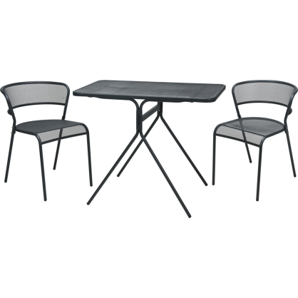 Ensemble bistro gris foncé : 1 table et 2 chaises pliantes