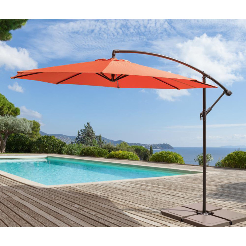 Parasol déporté Alto III brique Ø 300 cm – Ombre et Style

