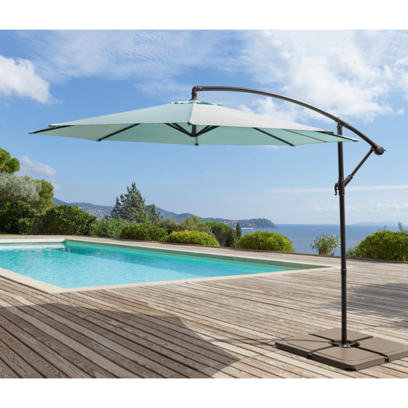 Parasol déporté Alto III bleu island Ø 300 cm – Ombre & Style

