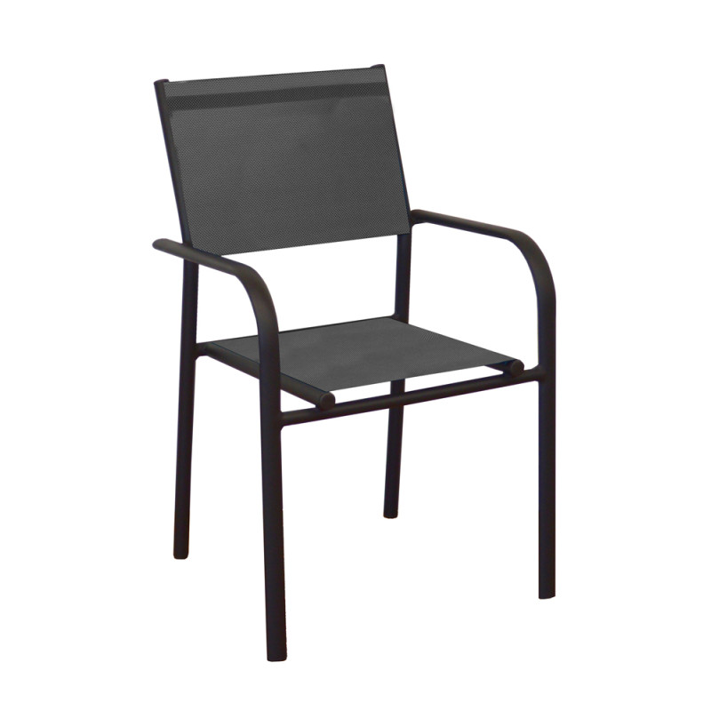 Fauteuil de jardin Duca graphite et chiné noir