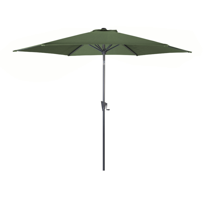 Parasol droit inclinable avec manivelle kaki Ø 300 cm