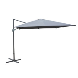 Parasol déporté gris 300x300cm – Inclinable & Rotatif

