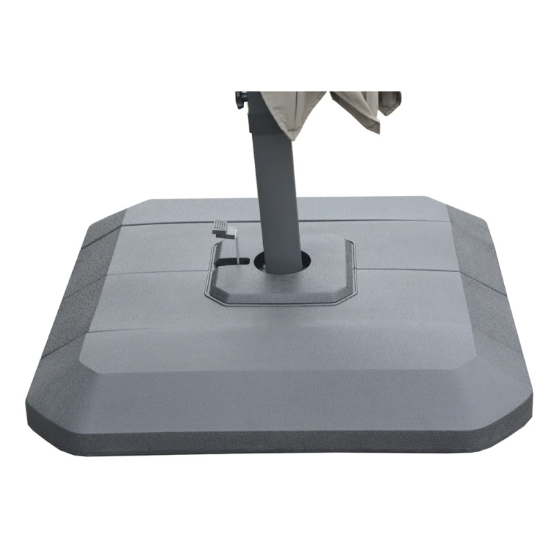 Parasol déporté gris 300x300cm – Inclinable & Rotatif

