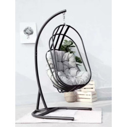 Fauteuil Oeuf Suspendu Gris – Confort Extérieur | IKONE