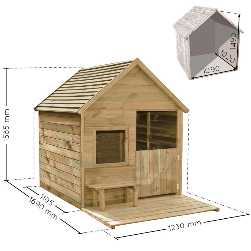Cabane enfant Heidi SOULET 1,23x1,69x1,58m - Maisonnette | SOULET
