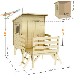 Cabane enfant Oakland SOULET 1,87x2,61x2,16m | SOULET