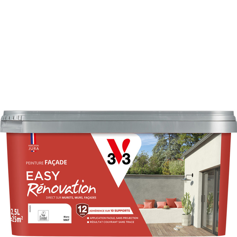 Peinture pour façade Easy Rénovation blanc mat 2,5 L V33 Peinture pour façade Easy Rénovation blanc mat 2,5 L V33