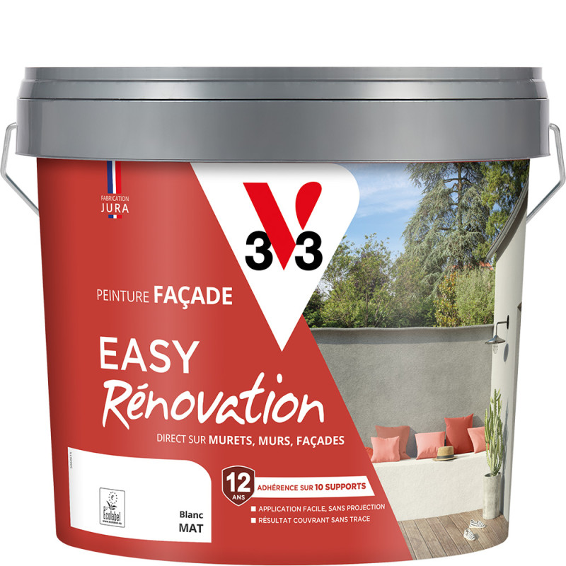 Peinture pour façade Easy Rénovation blanc mat 10 L V33 Peinture pour façade Easy Rénovation blanc mat 10 L V33