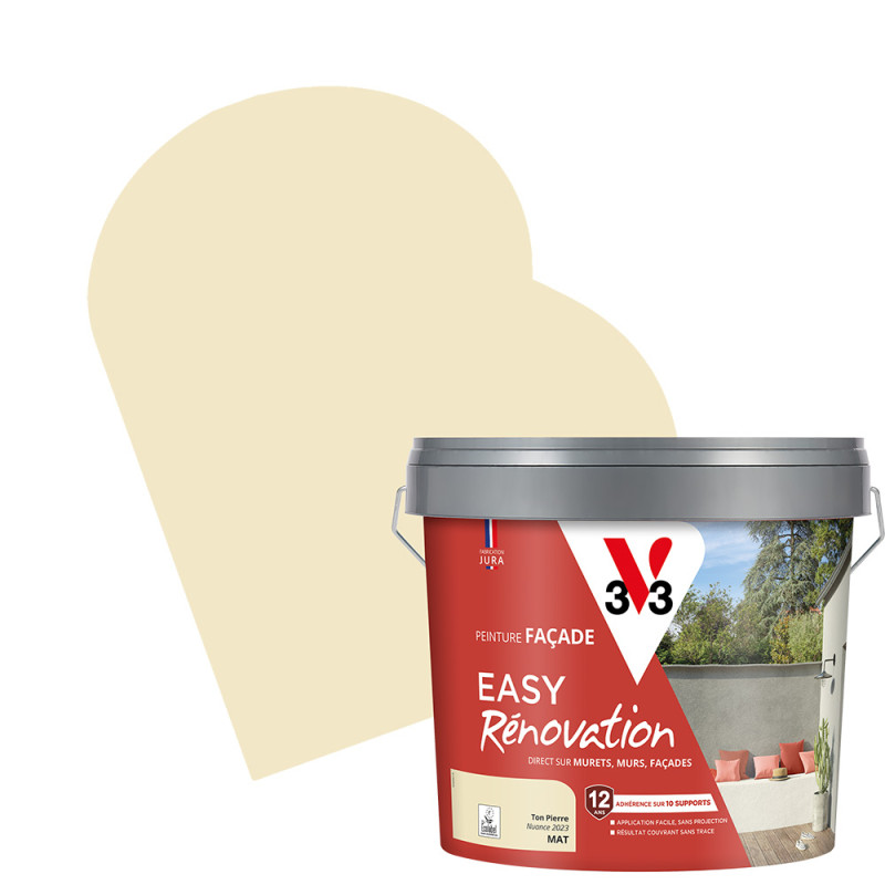 Peinture pour façade Easy Rénovation ton pierre mat 10 L V33