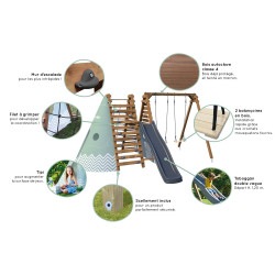 Portique en bois Apollon : Tour de jeux & balançoire | SOULET Portique en bois Apollon : Tour de jeux & balançoire | SOULET