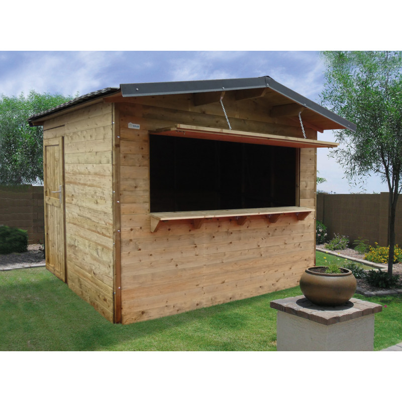 Abri comptoir en bois Pecq traité 19 mm 2,38 x 2,98 m SOLID