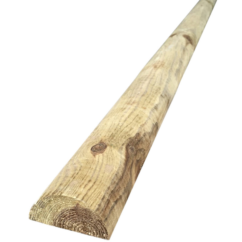 Poteau demi-rond en bois de pin fraisé traité autoclave Ø 10 x 250 cm SOLID