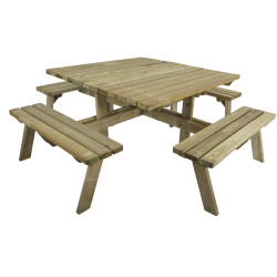 Table de jardin pique-nique carrée SOLID 228,5cm | SOLID