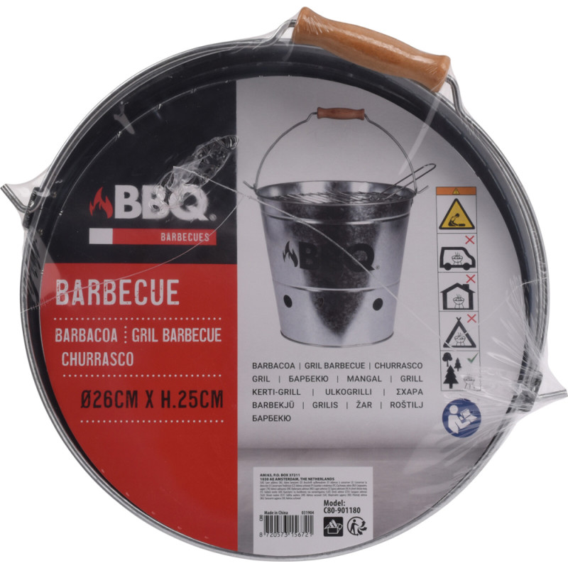 Seau à barbecue au charbon métal Ø 26,5 x 25 cm