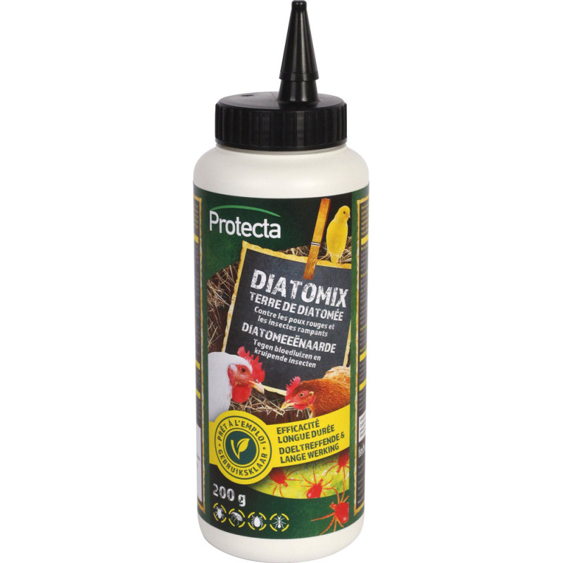 Poudre insecticide Diatomix Terre de diatomée pour l'habitation et le poulailler 0,2 kg PROTECTA