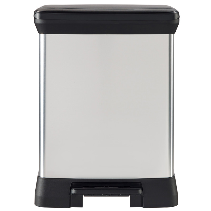 Poubelle de tri à pédale Decobin argent métallique et noir 18 et 10 L CURVER