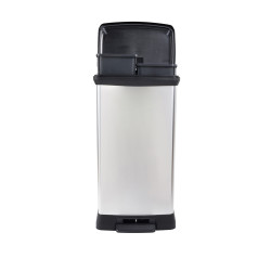 Poubelle de tri à pédale Decobin argent métallique et noir 2 x 23 L CURVER