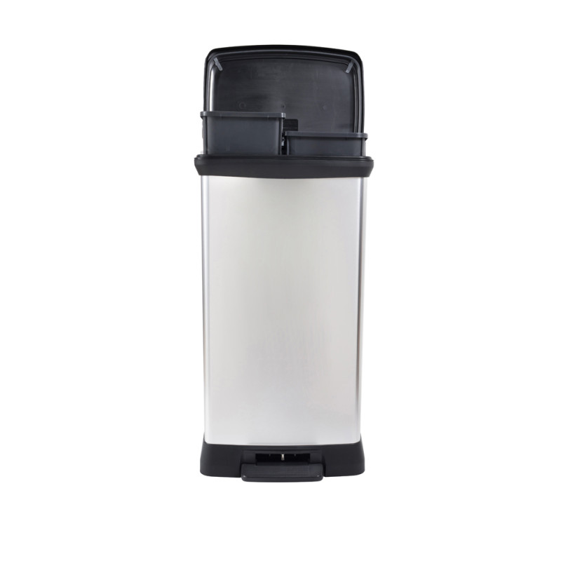 Poubelle de tri à pédale Decobin argent métallique et noir 2 x 23 L CURVER