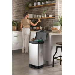Poubelle de tri à pédale Decobin argent métallique et noir 2 x 23 L CURVER