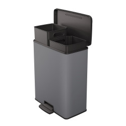 Poubelle de tri à pédale Decobin gris clair 2 x 26 L CURVER Poubelle de tri à pédale Decobin gris clair 2 x 26 L CURVER