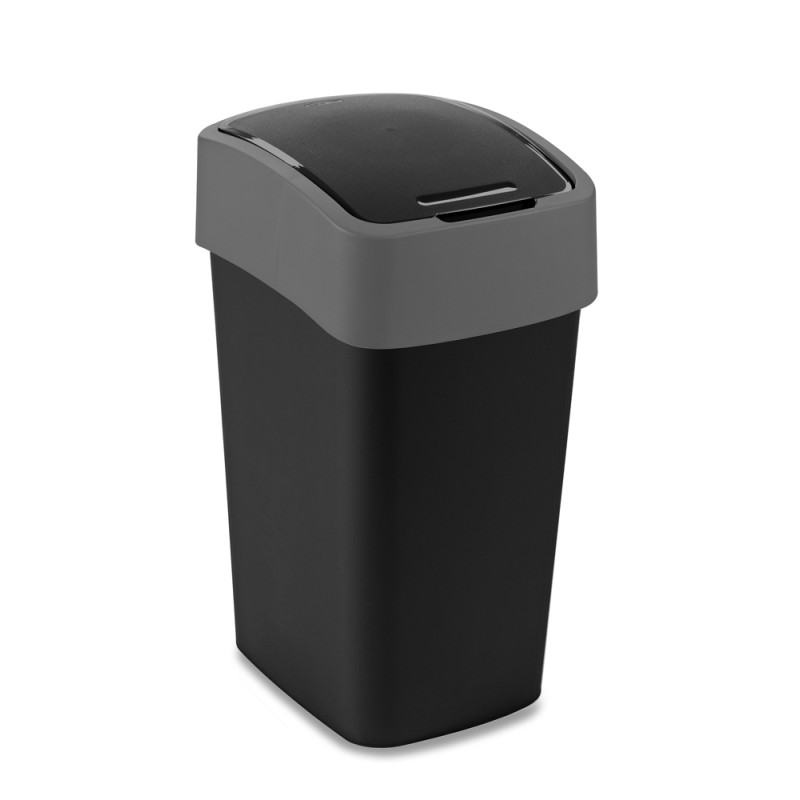 Poubelle Flip Bin noir et gris clair 25 L CURVER