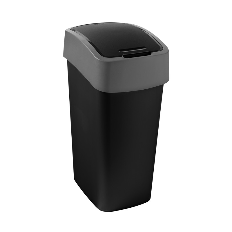 Poubelle Flip Bin noir et gris clair 45 L CURVER