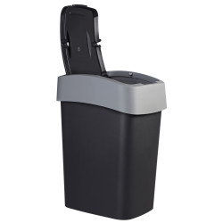 Poubelle Flip Bin noir et gris clair 45 L CURVER