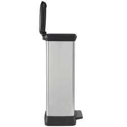 Poubelle à pédale Decobin argent métallique et noir 50 L CURVER