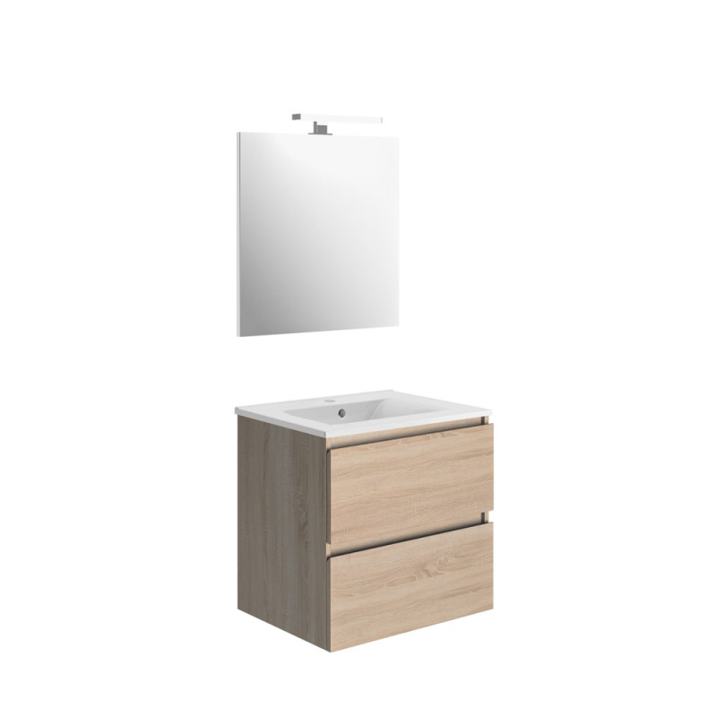 Ensemble de salle de bain Bazil avec tiroirs 60 cm chêne hamilton ALLIBERT