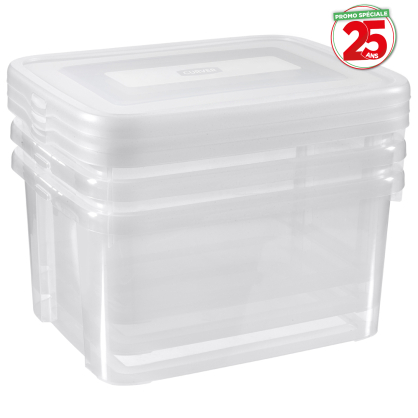 Box de rangement Handy avec couvercle transparent 25 L 3 pièces CURVER