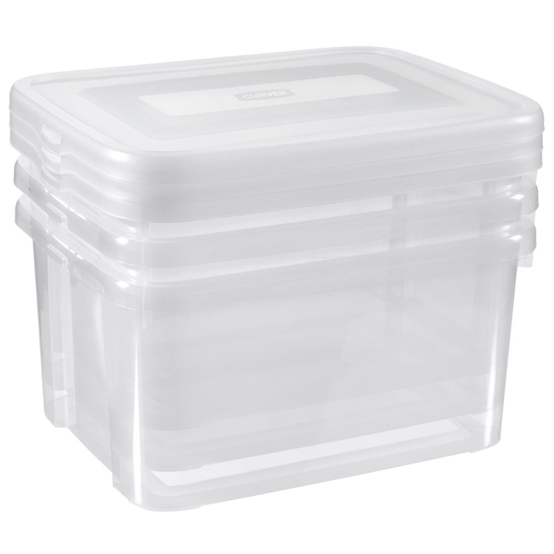 Box de rangement Handy avec couvercle transparent 25 L 3 pièces CURVER