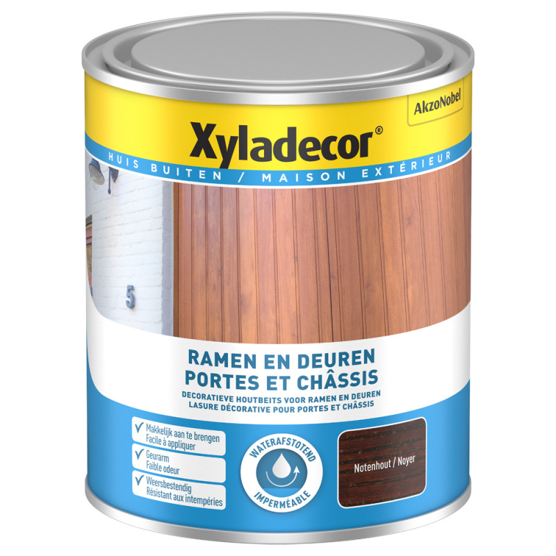 Lasure pour portes et châssis noyer 0,75 L XYLADECOR