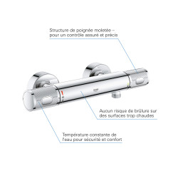 Mitigeur de douche thermostatique Precision Feel chrome GROHE Mitigeur de douche thermostatique Precision Feel chrome GROHE