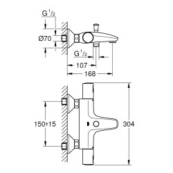 Mitigeur bain et douche thermostatique Precision Start noir mat GROHE Mitigeur bain et douche thermostatique Precision Start noir mat GROHE