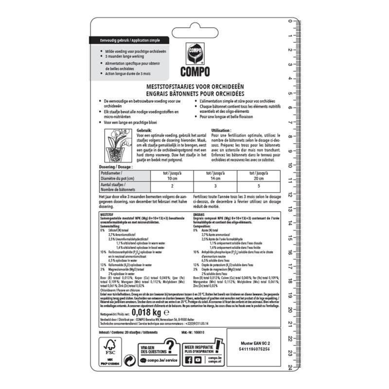 Bâtonnets Engrais Orchidées COMPO – Nourriture 20pcs | COMPO