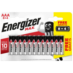 Pile alcaline AA Max 8 + 4 gratuites ENERGIZER