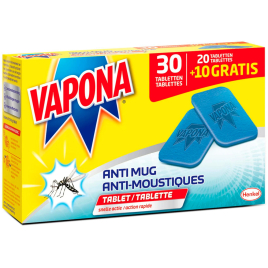 Tablette de recharge pour diffuseur électrique anti-moustiques 20 + 10 pièces gratuites VAPONA